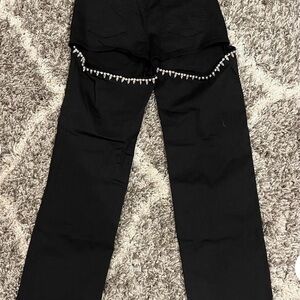 Akira Black Jeans with Rhinestone Chain Detail
